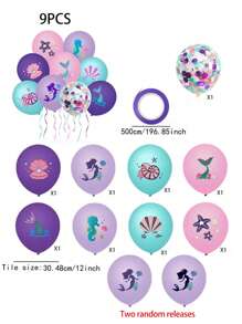9 quả bóng bay họa tiết nàng tiên cá màu tím sequin nhiều màu sắc & 1 quả bóng bay ruy băng, bóng bay trang trí bằng cao su hiện đại cho tiệc, Giáng sinh - Nhiều màu - Xem 5