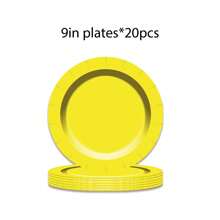 Set/60pcs Yellow Disposable Party Tableware, Includes 9" Paper Plates, 7" Plates, 9oz/250ml Cold Drink Cups. Ideal For Birthday Parties, Outdoor Gatherings, BBQ. Perfect For Christmas, New Year, Valentine's Day Parties. - Multicolor - View 7
