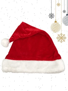 Kit 20 Velvet Santa Claus Caps Christmas Cap Hat Party Line Christmas Costume Hood Fancy Toca - Red - View 3