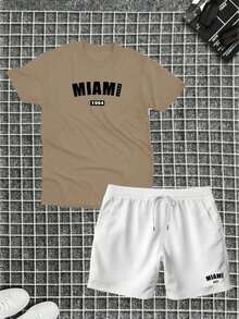 Cotton T-Shirt + Short Tectel Miami Summer Combo Kit - Khaki - View 1