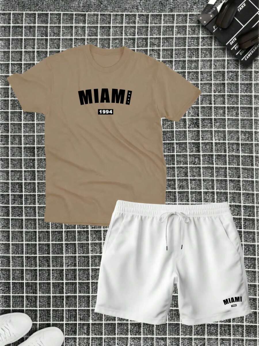 Cotton T-Shirt + Short Tectel Miami Summer Combo Kit - Khaki - View 1
