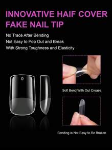 600 CÁI Long Coffin Medium Almond Full Cover Soft Gel Clear Nail Tips Nửa Matte Pre-Shaped Press On False Nail Tips Để Nối Dài Móng Tay Giả Làm Móng Tay 15 Kích Cỡ - Trong sáng - Xem 7