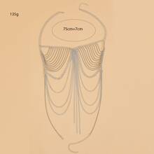 1pc Sexy Nightclub Music Festival Outfit, European & American Style Chain Hollow Tassel Body Chain - Gold - View 4