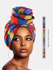 1pc Women's African Print Turban Hat, Suitable For Daily Use - Multicolor - View 6