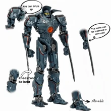 NECA Pacific Rim Battle Mech, Revenge Wanderer, Dual Blade Wanderer, Danger Wanderer, Eureka, Melancholy Romeo, Storm Red, Russian Mech Cherno, Invisible Ronin, Normal Version Wanderer, Damaged Wanderer, Horizon Warrior, Japanese Tango Wolf Mech Model Figura de acción - Tarjeta Pacific Rim montada - Ver 3