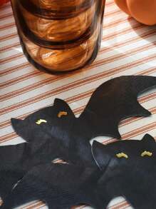 I LOVE FANCY DRESS 20pcs Bat Shaped Napkins For Halloween Party Cute Bat Kawaii Design Intage Disposable Luncheon Dinner Napkins For Halloween Birthday Party Celebration Gathering Supplies Table Decor - Black - View 1