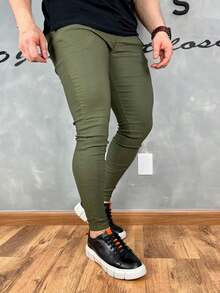 Traditional Plain Black Tailored Trousers 04% Lycra - 獵人綠 - 查看 8