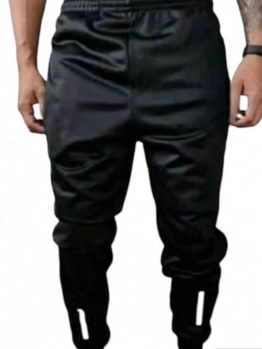 Twill Windbreaker Pants With Elastic Cuffs Streetwear - 黑色 - 查看 1