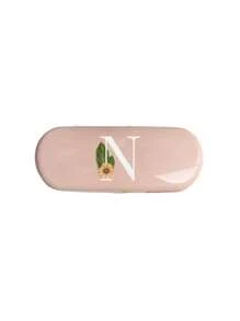 1pc Cream Solid Color Eyeglass Case, New Minimalist Design, Portable, Waterproof And Dustproof (Small, Plastic Material) Letter Eyeglass Hard Case - PU Leather A-Z Floral Print Eyeglass Case - Pink - View 26