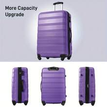 3 Piece Luggage Set Hardside Spinner Suitcase With TSA Lock 20" 24" 28" Available - 紫色+ABS - 查看 6