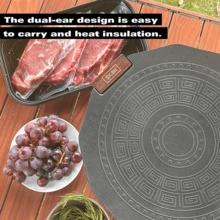 SKBK 13.3in/34cm Portable Lightweight Smokeless BBQ Grill Pan, Quick Heating & Non-Stick, Aluminum Alloy Construction, Durable And Easy To Clean, Ideal For Outdoor Cooking, Camping, Picnics, Fishing, Hunting, Hiking, Cycling - Black - View 3