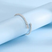 MDFUN 1 件 925 纯银 3 毫米锆石手链弹簧扣欧美时尚首饰适合男女日常佩戴送礼和宴会 - 3mm - 查看 2