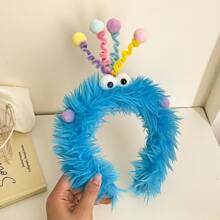 Bandeau fluffy coloré élégant en polyester avec torsade, accessoire de tête de dessin animé mignon pour femmes, pour l'automne/l'hiver, serre-tête, cerceaux à cheveux