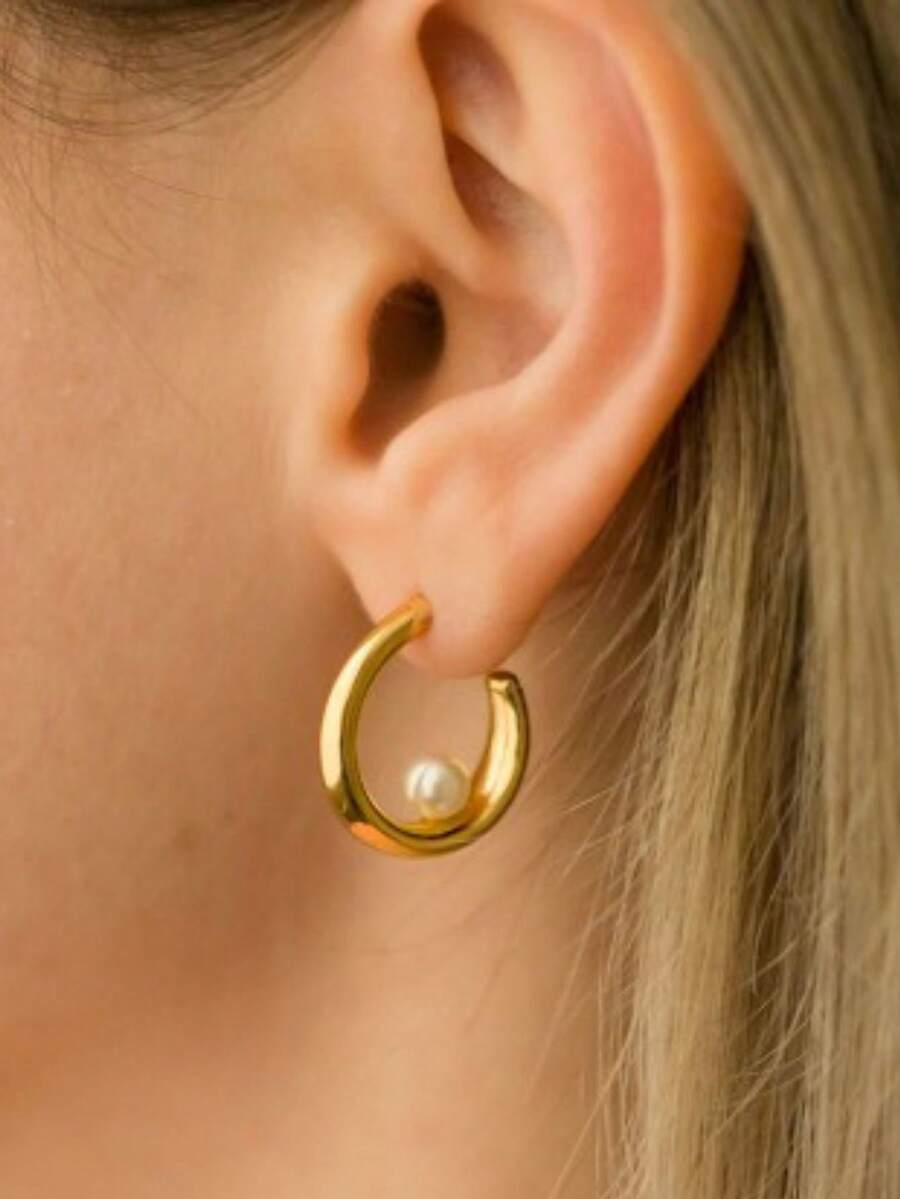 Women's Italian Varnish Semi-Jewelry Earring - 金色 - 查看 1