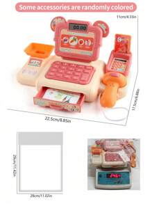 Mini Simulation Cash Register Toy With Multiple Functions, Sound And Light Effects, Scanning Function. With Supermarket Simulation Fruits And Vegetables Accessories. Ideal For Role Playing, Great Christmas Gift.
