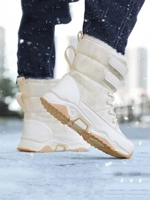 儿童雪地靴，冬季新款，女童高帮保暖毛绒内衬雪地靴，防水防滑户外雪地运动鞋，适合雪地 - 白色 - 查看 9