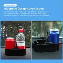 CARSUN Adjustable ABS Double-Ring Car Cup Holder Stand, Portable - Black - View 3