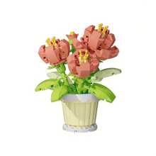 花卉盆栽拼装拼插积木玩具，花卉积木植物创意礼物，桌面摆件，情人节生日礼物圣诞礼物 - 彩色 - 查看 8