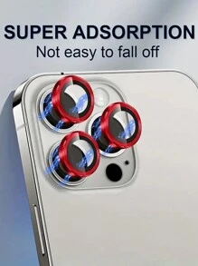 3片装铝合金相机镜头保护膜，兼容 17/16/16e/15/14/13/12/11 Pro Max - 钢化玻璃膜，带超强粘环，防摔，相机镜头保护膜，红色 - 紅色 - 查看 3