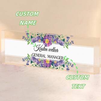 1pc,Personalized Desk Name Plate, Custom Acrylic Glass Name Plates For Desks, Office Desk Decor Nameplate, Desk Accessories, Teacher Boss Coworkers Employee Appreciation Gift (Engraved Flower 1),Custom Gifts, Decor Multi-Functional, Ornamental,Reusable Exquisite,Stylish,Cute,High-Quality,Colorful,Modern Custom,Personalized,For Children's Day,For Father's Day,For Graduation,For Weddings,For Housewarming Living Room,Bedroom,Office,Tea Room,Home,Bathroom,Dining Room,Festive Calendar