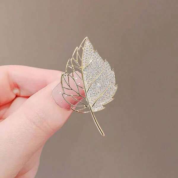 1pc Elegant Leaf Design Zinc Alloy Brooch, Suitable For Women Casual Daily Wear All Seasons Dress Accessories Pin For Clothes Bag Charm School Office Accessories Shirts Jacket Jewelry Christmas Halloween