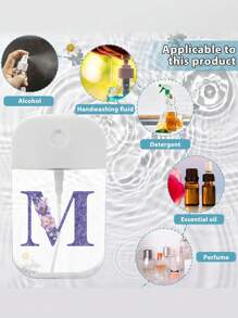 Card Spray Bottle With Funnel Small Perfume Organizer With Spray Pump Empty Cosmetic Container Initial Name 26 Letter Pattern Refillable Bottling Perfume Atomizer Alcohol Hand Sanitizer Liquid Perfume Sub-Packing Bottle Storage Box, Perfume Bottle