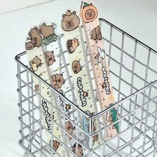 4pcs/One Set, Plastic Color Cartoon Capybara Ruler, A Set Of Ruler Test Drawing Four-Piece Ruler, Plastic Color Cartoon Ruler Triangle Board, School Supplies, Kawaii Stationery - Multicolor - View 9
