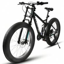 Bicicleta de montaña Mongoose Malus con neumáticos anchos - Ruedas de 26 pulgadas, transmisión de 7 velocidades, cuadro de acero, frenos de disco para hombres y mujeres - Negro - Ver 10