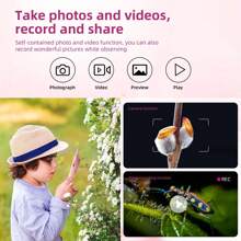 Microscope For Kids, 4X Handheld Kids Microscope With 8 Adjustable LED Lights, 2'' LCD Screen Mini Portable Microscope For Kids 6-12 Girls&Boys, Back To School Supplies&Christmas Birthday Gifts - Pink - View 2