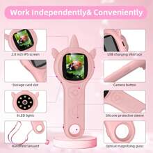 Microscope For Kids, 4X Handheld Kids Microscope With 8 Adjustable LED Lights, 2'' LCD Screen Mini Portable Microscope For Kids 6-12 Girls&Boys, Back To School Supplies&Christmas Birthday Gifts - Pink - View 3