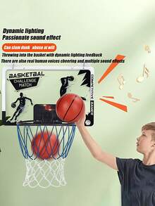 KNYYSECQ Foldable Hanging Basketball Hoop, Portable No-Drill Required Outdoor Basketball Toy, Fun Sports Gift - Multicolor - View 4