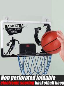 KNYYSECQ Foldable Hanging Basketball Hoop, Portable No-Drill Required Outdoor Basketball Toy, Fun Sports Gift - Multicolor - View 6