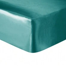 Satin Bed Sheets 10 Colors Faux Silk Shet Set Cooling Soft Sheet With Deep Pocket Fitted Sheet Pillow Cover - 綠松石 - 查看 4