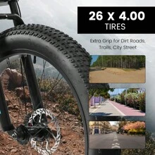 Bicicleta de montaña Mongoose Malus con neumáticos anchos - Ruedas de 26 pulgadas, transmisión de 7 velocidades, cuadro de acero, frenos de disco para hombres y mujeres - Negro - Ver 3