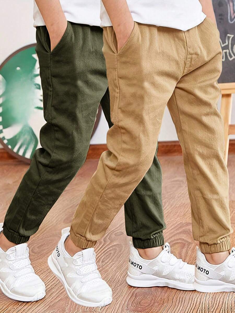 2 chiếc quần dài thể thao ngoài trời tiện dụng cho bé trai tuổi teen, mùa xuân/thu - xanh quân đội - Xem 1