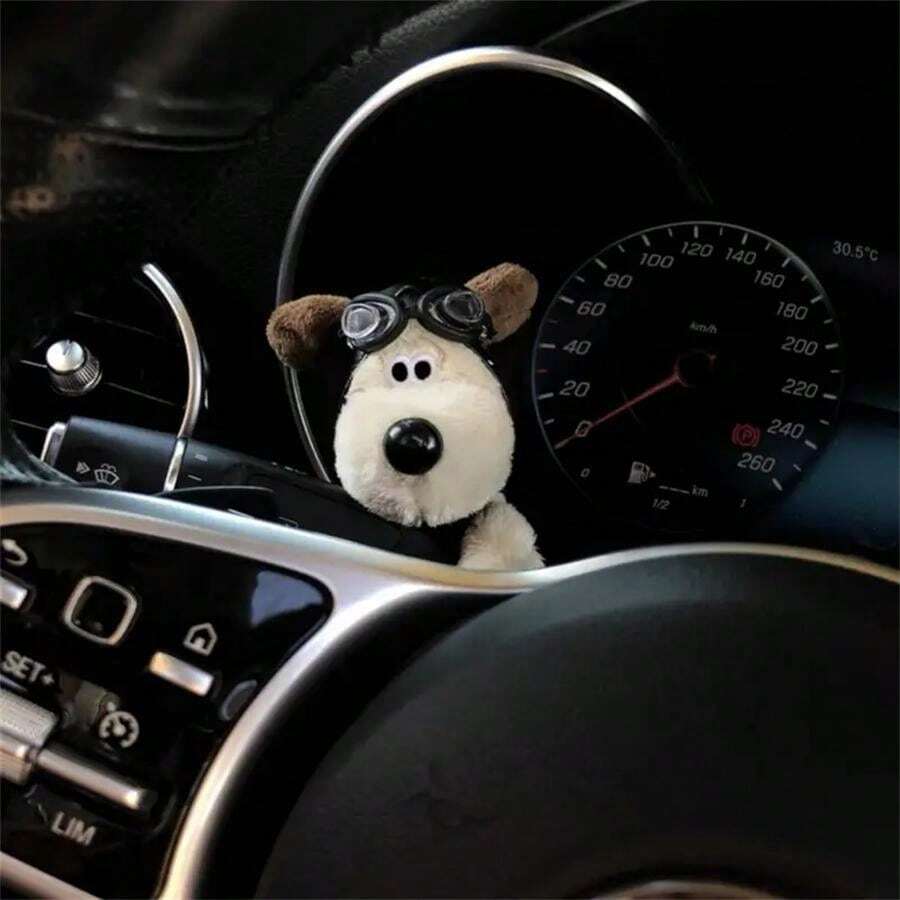 1pc Cute Pilot Dog Pendant, Made Of Polyester Fiber With Goggles