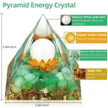 Orgone Pyramid Flower Of Life Crystals And Healing Crystal Pyramid Chakra Reiki Positive Energy Generator - Green Aventurine&white Jade - View 2
