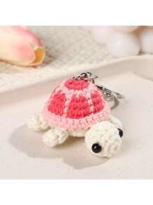 可爱乌龟钥匙扣，迷你钩针乌龟毛绒玩偶饰品 - 彩色 - 查看 2