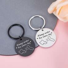 带文字的个性化远距离钥匙扣，最佳朋友礼物，远距离关系礼物，适合男朋友，女朋友，圣诞节礼物，友谊礼物乡村钥匙扣 - 金色 - 查看 2