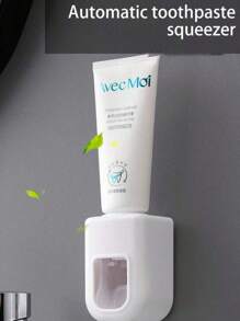 1pc Automatic Toothpaste Dispenser & Brush Holder, Toothbrush Holders With Automatic Toothpaste Squeezer Device For Bathrooms, Toothbrush Organizer With Cup, Wall Mounted Shower Room Decor Set