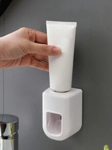 1pc Automatic Toothpaste Dispenser & Brush Holder, Toothbrush Holders With Automatic Toothpaste Squeezer Device For Bathrooms, Toothbrush Organizer With Cup, Wall Mounted Shower Room Decor Set