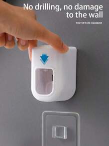 1pc Automatic Toothpaste Dispenser & Brush Holder, Toothbrush Holders With Automatic Toothpaste Squeezer Device For Bathrooms, Toothbrush Organizer With Cup, Wall Mounted Shower Room Decor Set