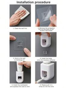 1pc Automatic Toothpaste Dispenser & Brush Holder, Toothbrush Holders With Automatic Toothpaste Squeezer Device For Bathrooms, Toothbrush Organizer With Cup, Wall Mounted Shower Room Decor Set