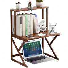 LIVINGANDHOME Living And Home 1/2 Tier Wooden Free Standing Storage Shelf Organizer,Kitchen Bakers Rack,Microwave Stand, Kitchen Storage Rack Shelf Holder For Spices, Pots, And Pans,Kitchen Supplies Tableware Storage Shelf - 棕色 - 查看 5