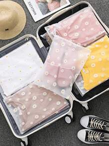 1/3/5/7/10/15 件雏菊印花塑料自封衣服袋，磨砂可重复密封袋旅行收纳服装袋，医院包必需品收纳袋，适用于衣服鞋子旅行必需品（印刷位置随机） - 白色 - 查看 6