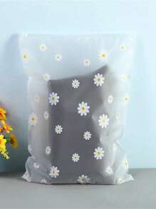 1/3/5/7/10/15 件雏菊印花塑料自封衣服袋，磨砂可重复密封袋旅行收纳服装袋，医院包必需品收纳袋，适用于衣服鞋子旅行必需品（印刷位置随机） - 白色 - 查看 4