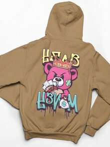 Cold Blouse Streetwear Money Bear Kangaroo Sweatshirt Unisex Coat - 米色 - 查看 2