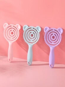 Portable Hollowed-Out Hair Comb In Candy Colors With Cute Panda Design, Plastic Detangling Combs For Styling And Care - Multicolor - View 2