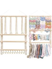 1pc Handmade Woven Hair Accessory Wall Hanging Organizer, Kids Room Decor Love Valentine - Multicolor - View 10