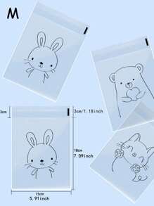 100个装，可爱卡通面包袋，动物图案零食袋，吐司包装袋，烘焙自封袋，万圣节主题零食袋，圣诞节分享包，三明治透明袋，早餐储物袋，派对礼品袋，成人野餐用品，创意食品包装，节日餐食准备，面包保鲜袋， - 無色 - 查看 4